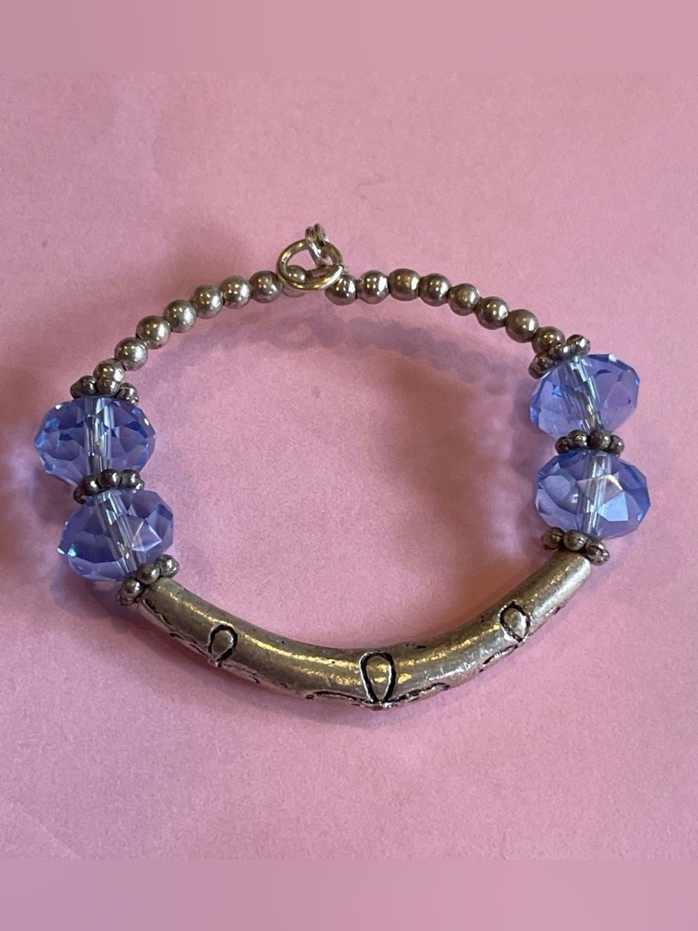 Sterling Silver Blue Crystal Pendant #7774